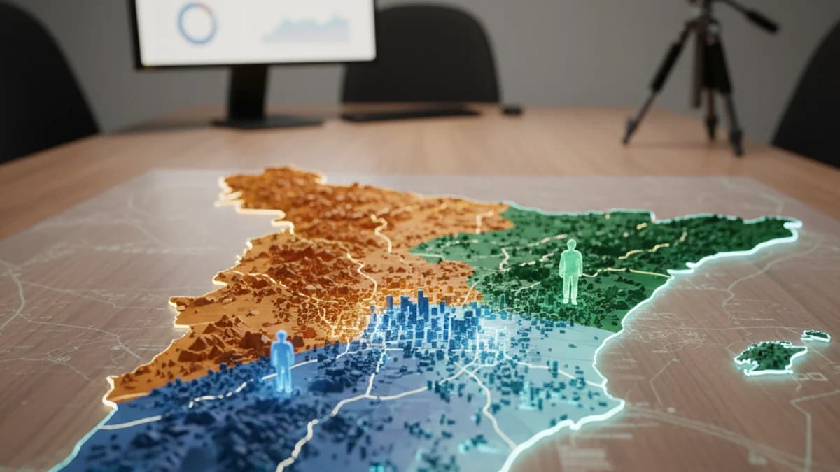 Gràfic o mapa que il·lustra les diferències en l'ús d'una llengua entre zones urbanes i rurals.