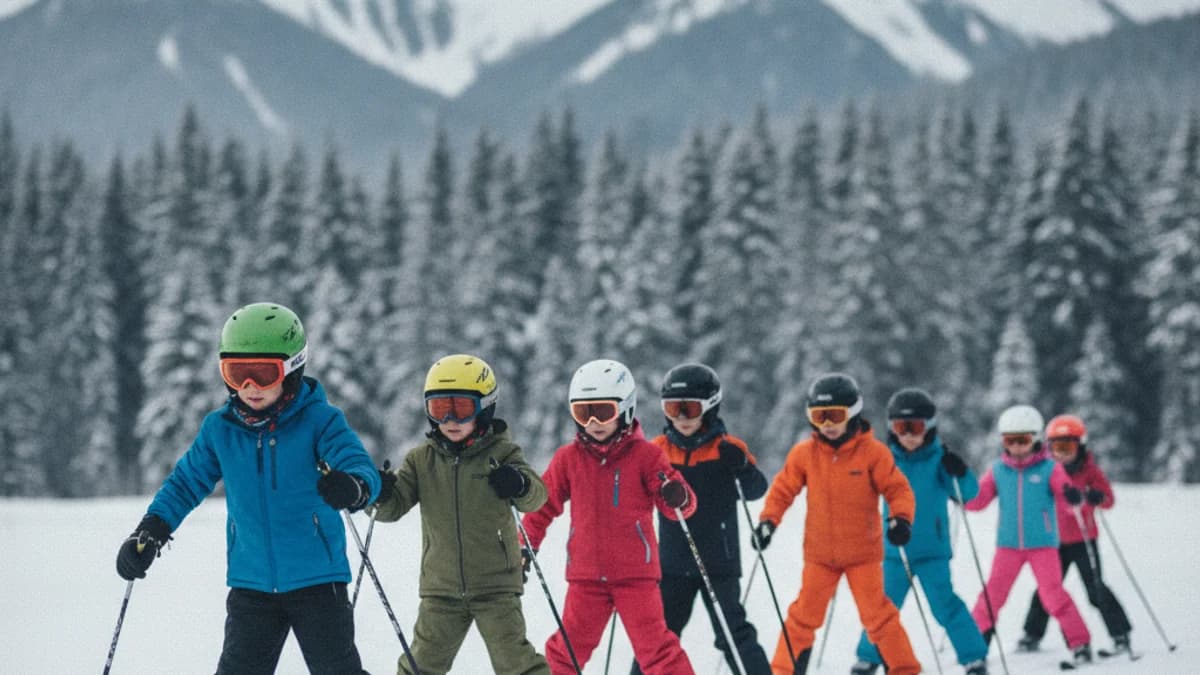 Alumnes de primària practicant esquí de fons en una estació de muntanya del Pirineu català.