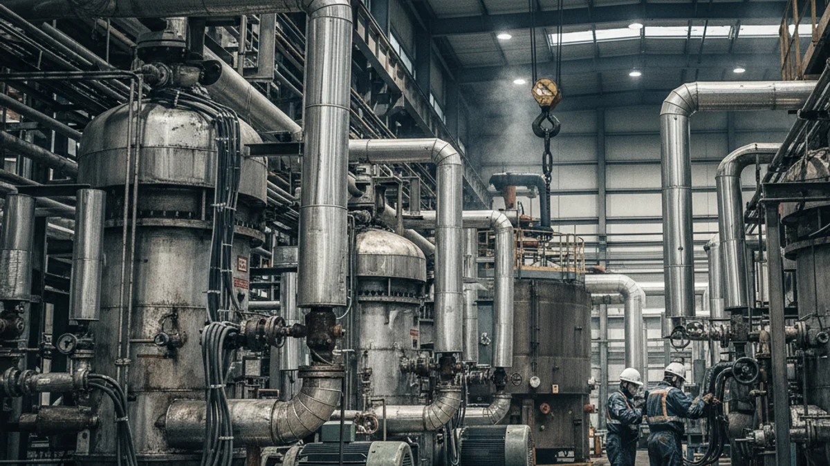 Imatge genèrica d'una central elèctrica o d'una sala de control industrial durant una aturada tècnica.