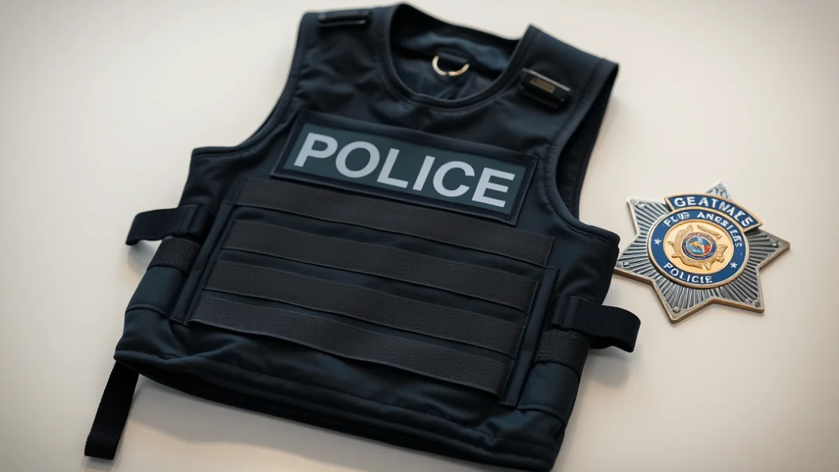 Imatge genèrica d'una armilla antibales i un distintiu policial.