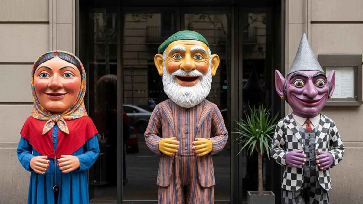 Tres capgrossos de figures públiques, amb un fons que suggereix un restaurant d'alta cuina.