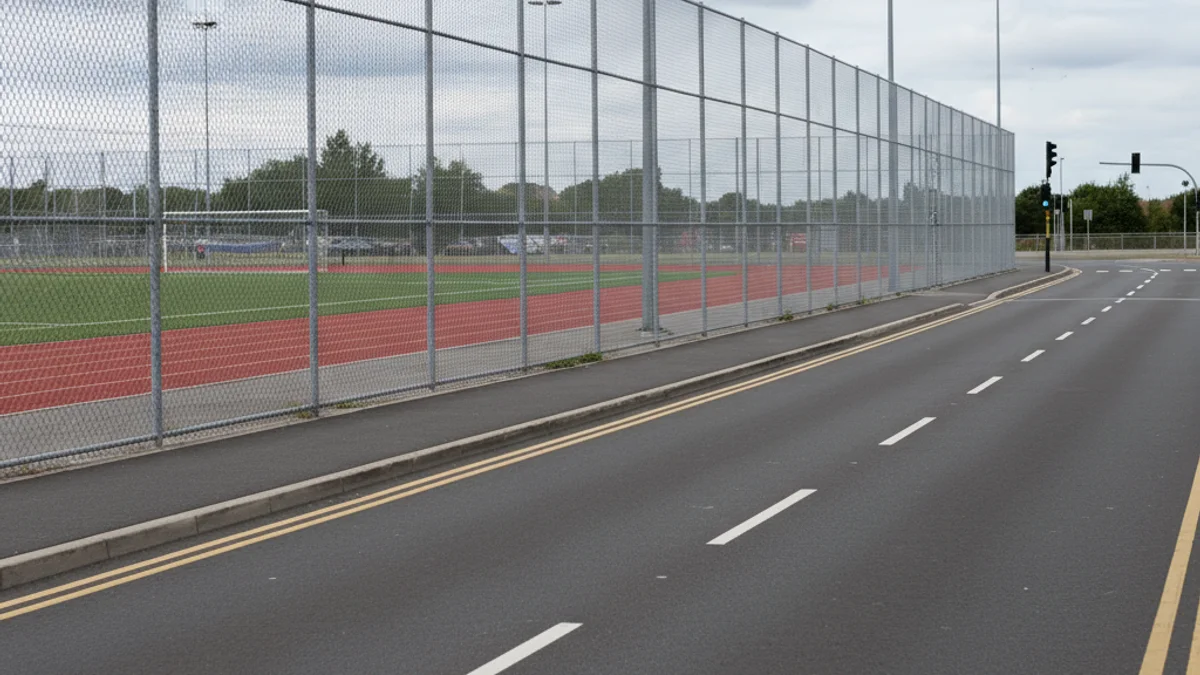 Agents dels Mossos d'Esquadra vigilant l'exterior d'un camp de futbol abans d'un partit.