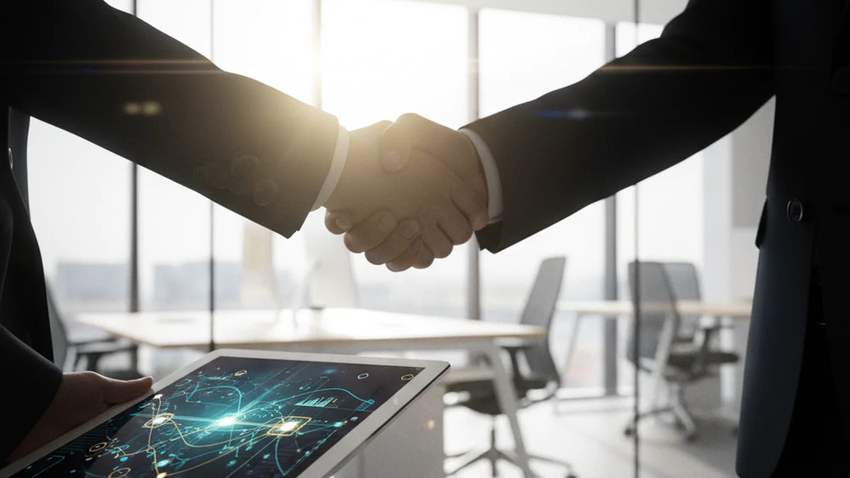 Imatge genèrica d'una reunió corporativa o d'un executiu treballant en un entorn modern d'oficina.