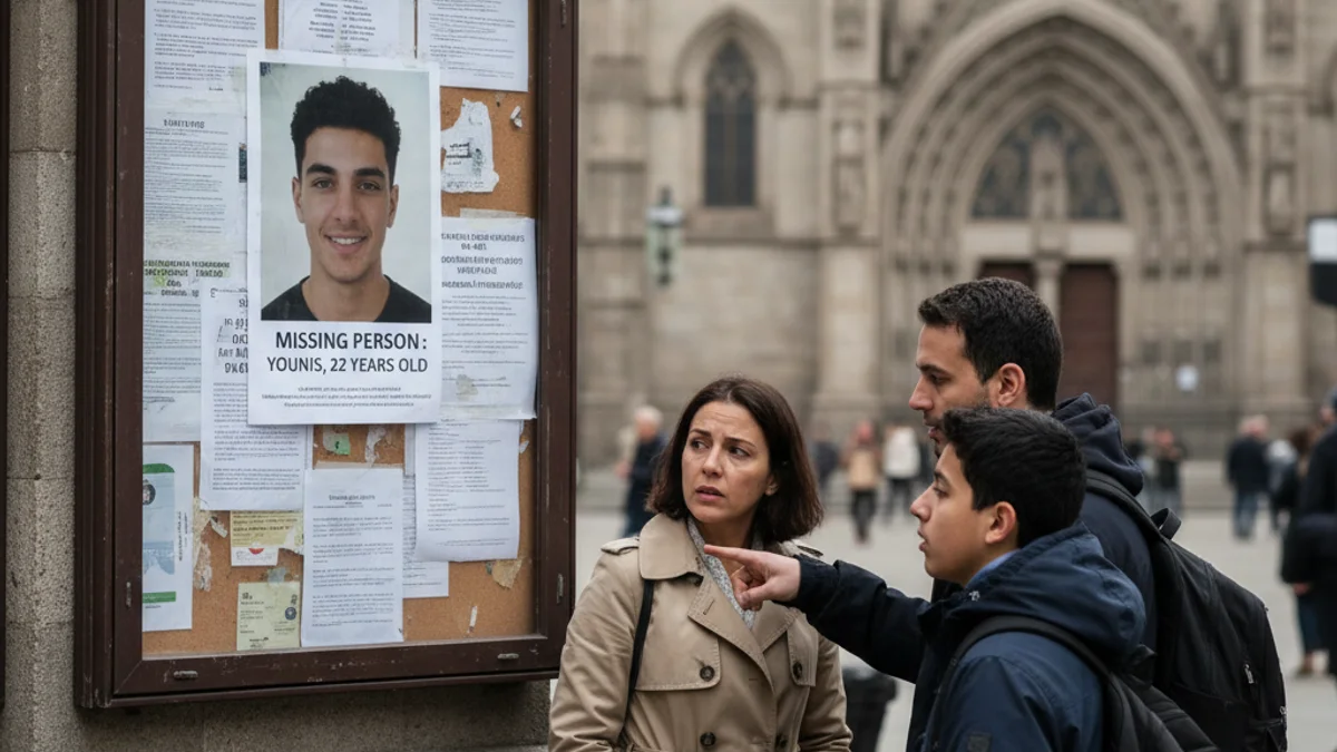 Imatge de recerca policial amb el retrat d'un jove desaparegut a Gràcia, Barcelona.