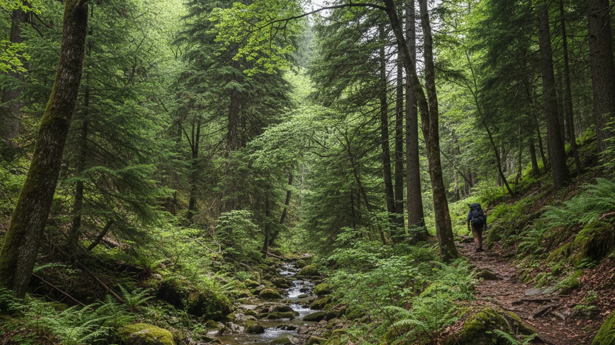 Representació genèrica d'un bosc o un paisatge muntanyós, simbolitzant la gestió forestal i els recursos naturals.