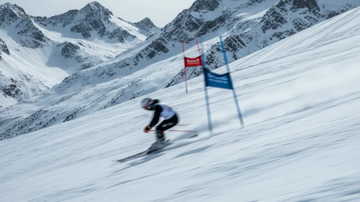 Imatge genèrica d'un esquiador alpí baixant per una pista de neu en una competició de la Copa del Món.