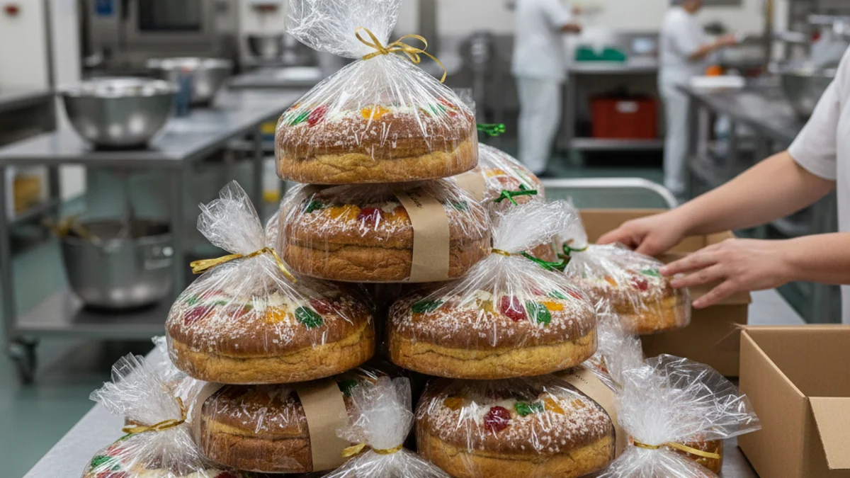 Pila de tortells de Reis tradicionals preparats per ser lliurats al personal sanitari.