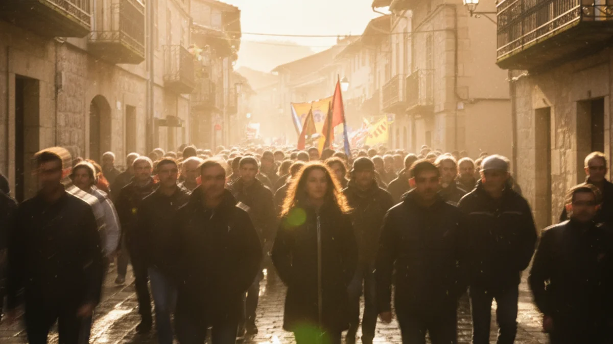 Imatge genèrica d'una caminada popular solidària amb gent caminant pels carrers d'un poble.