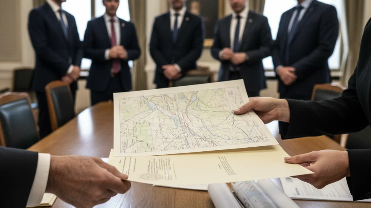 Documents oficials sobre una taula, simbolitzant la petició de segregació territorial d'una entitat municipal.