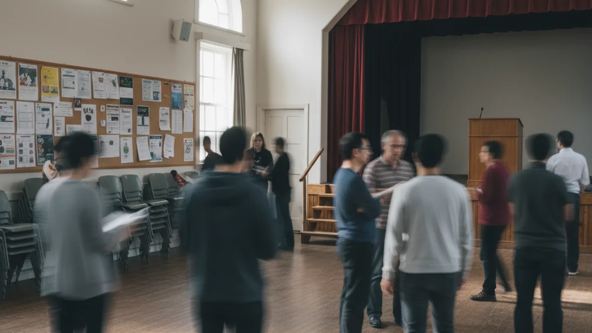 Imatge genèrica d'un espai comunitari obert, amb siluetes de persones interactuant en un local.