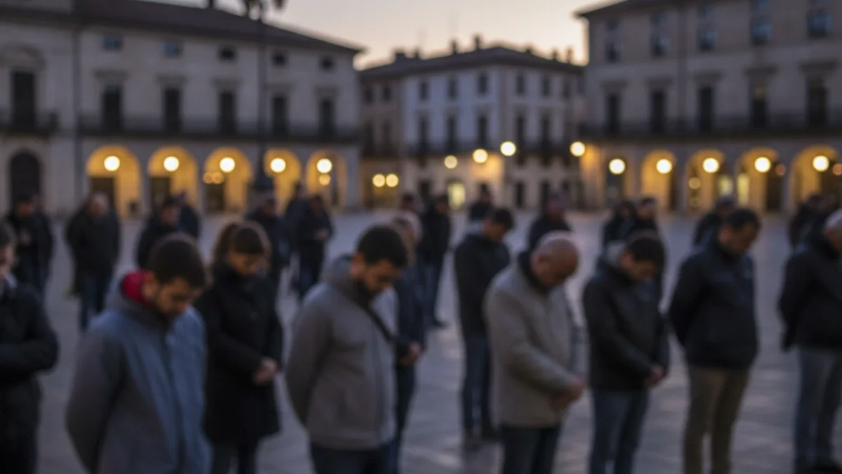Imatge genèrica d'una concentració silenciosa en una plaça, amb figures borroses.