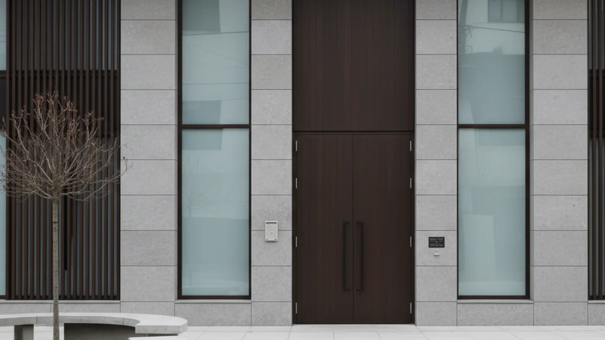 Façana d'un tanatori o edifici de serveis funeraris municipals, simbolitzant la gestió pública d'un servei essencial.