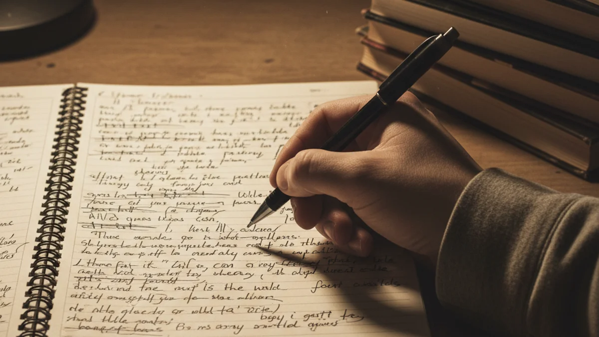 Imatge genèrica que representa el gènere negre o un escriptor treballant en un manuscrit.