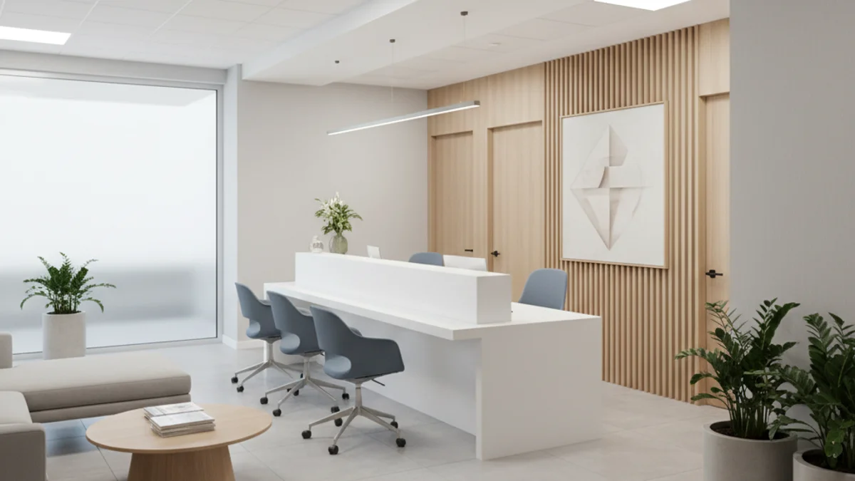 Imatge genèrica d'un interior modern i net d'una clínica mèdica especialitzada.