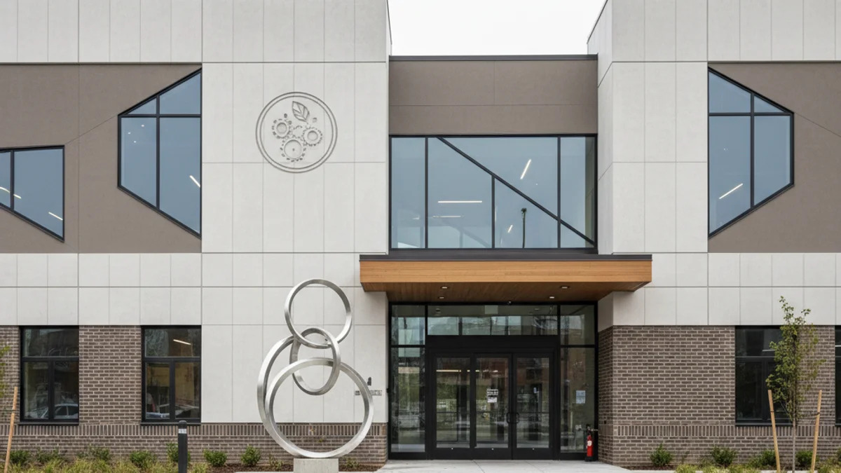 Representació genèrica d'un edifici modern destinat a serveis socials o habitatge d'inclusió.