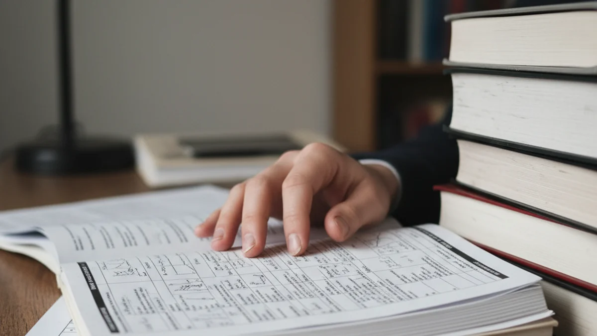 Imatge genèrica d'un estudiant estressant-se davant d'una pila de llibres de medicina o documents oficials.