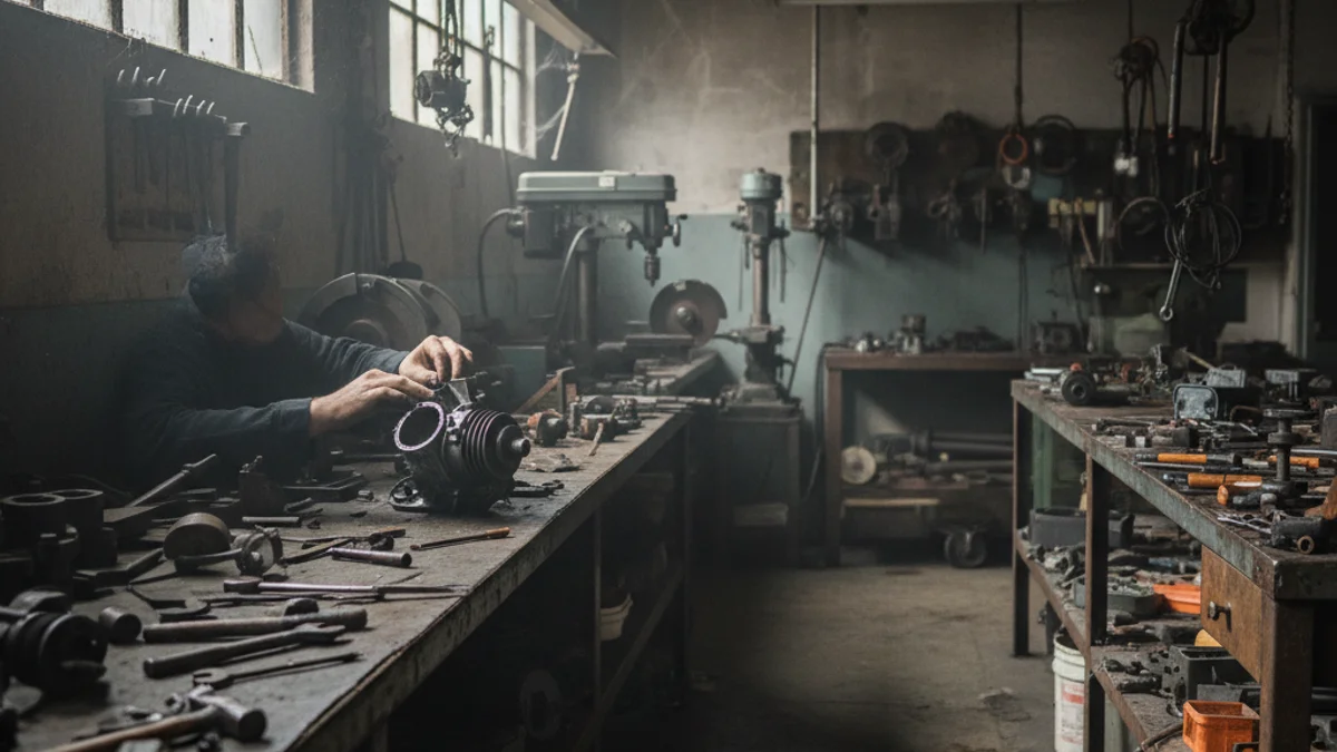 Imatge genèrica d'un taller o magatzem amb eines, sense mostrar armes ni persones identificables.
