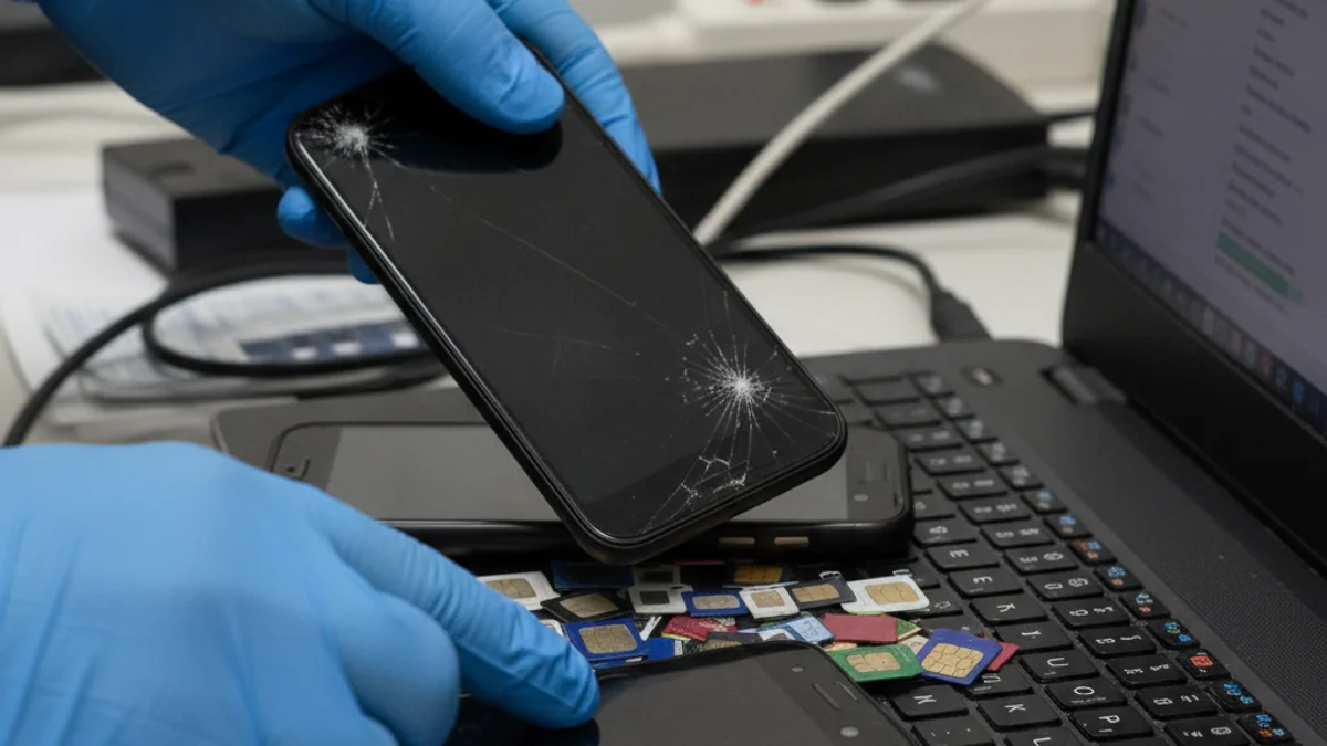 Imatge genèrica que representa la ciberdelinqüència o una operació policial amb dispositius electrònics.