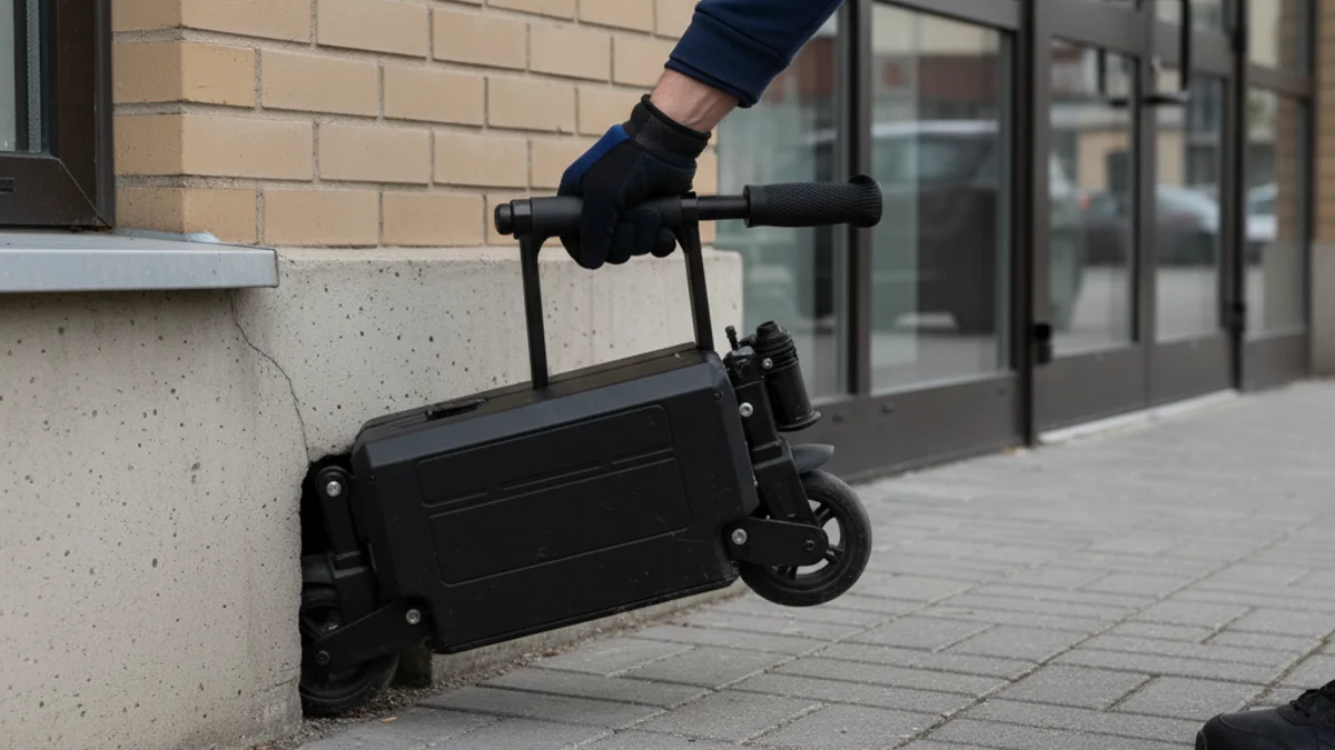 Agents de policia recuperant objectes robats prop d'un establiment comercial després d'una detenció.