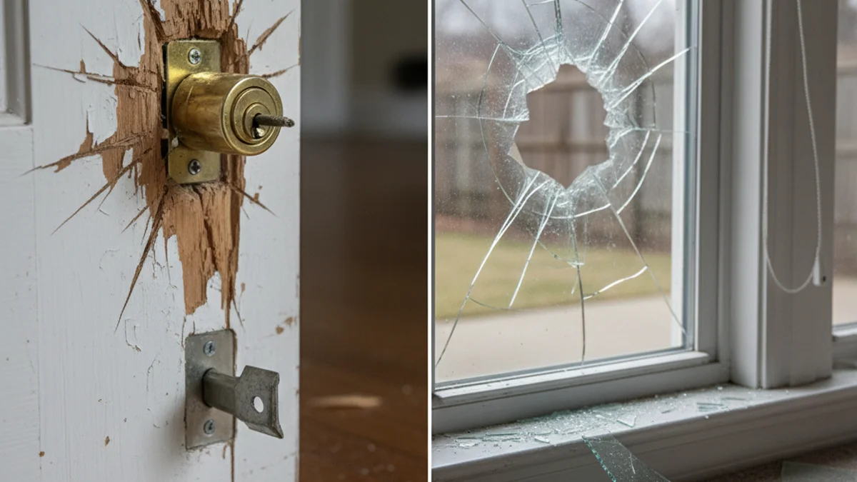 Imatge genèrica d'una escena de robatori, amb una finestra o porta forçada en un habitatge.