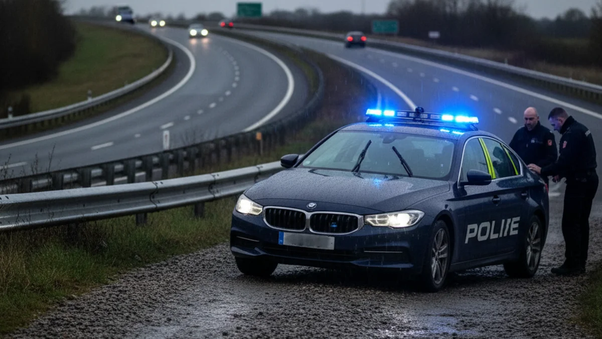 Imatge genèrica d'una patrulla policial o un control de trànsit en una carretera comarcal.