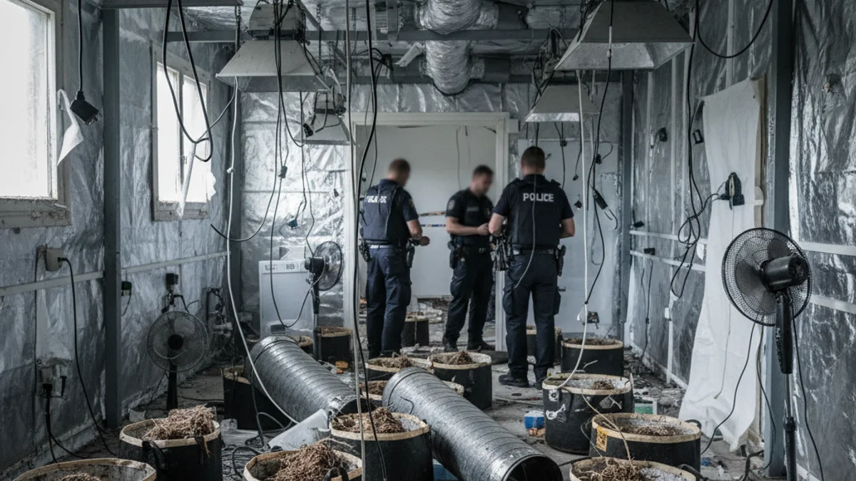 Imagen genérica de una plantación interior de marihuana desmantelada por la policía.