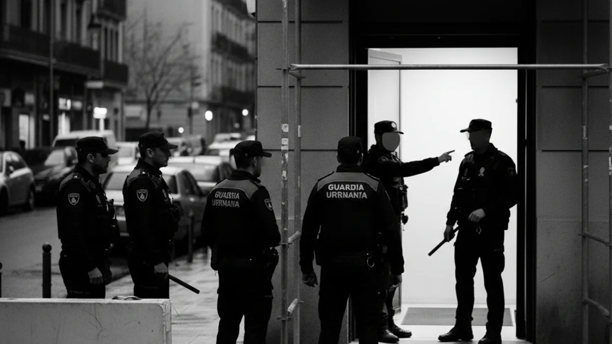 Imatge genèrica d'una operació policial conjunta amb agents uniformats inspeccionant un local comercial.