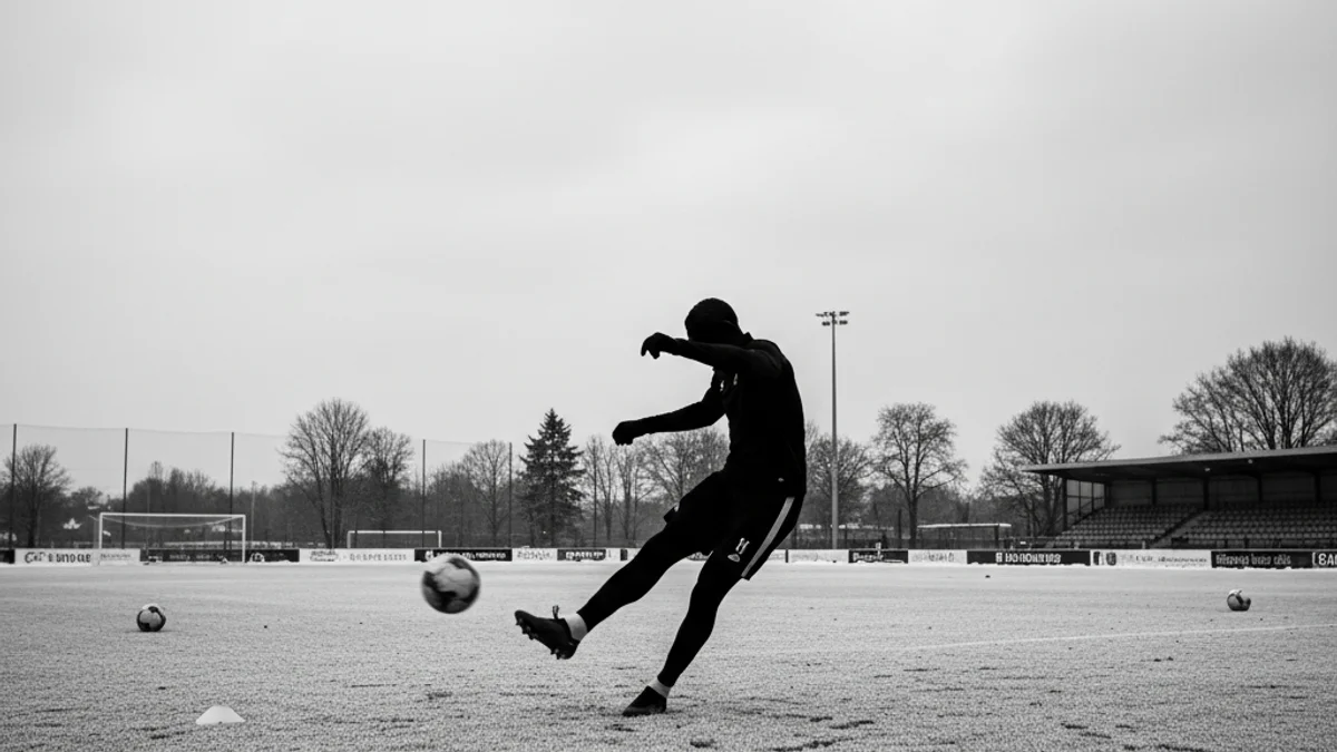 Imatge genèrica d'un jugador de futbol jove entrenant en un camp esportiu.