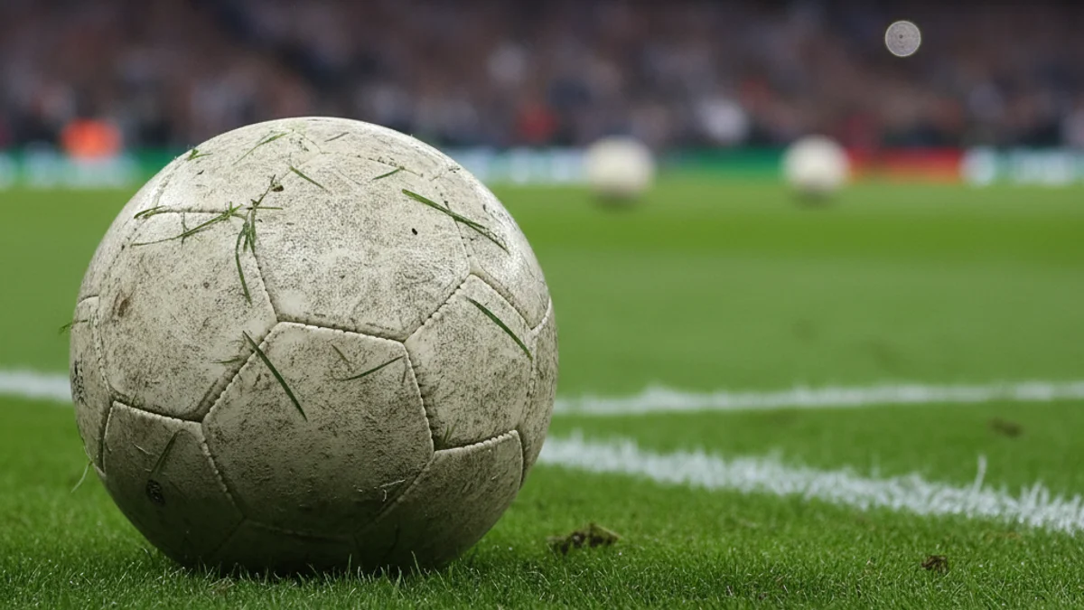 Imatge genèrica d'una pilota de futbol en un camp durant un partit de copa.