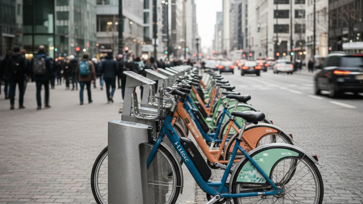 Estació de bicicletes compartides Bicing a Barcelona amb diverses bicicletes elèctriques i mecàniques aparcades.