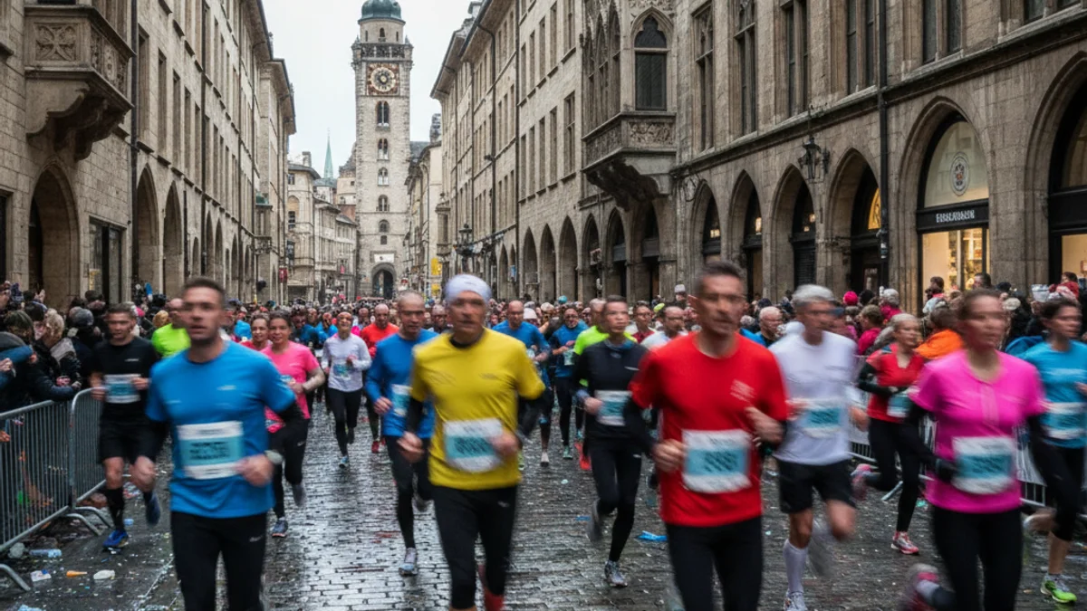 Imatge genèrica de corredors participant en una cursa popular urbana a Barcelona, amb edificis al fons.