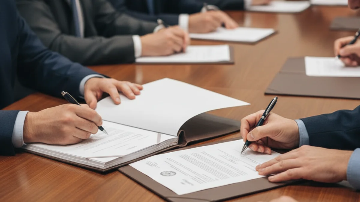 Representació genèrica d'una reunió institucional o la signatura d'un acord de serveis socials en un consell comarcal.