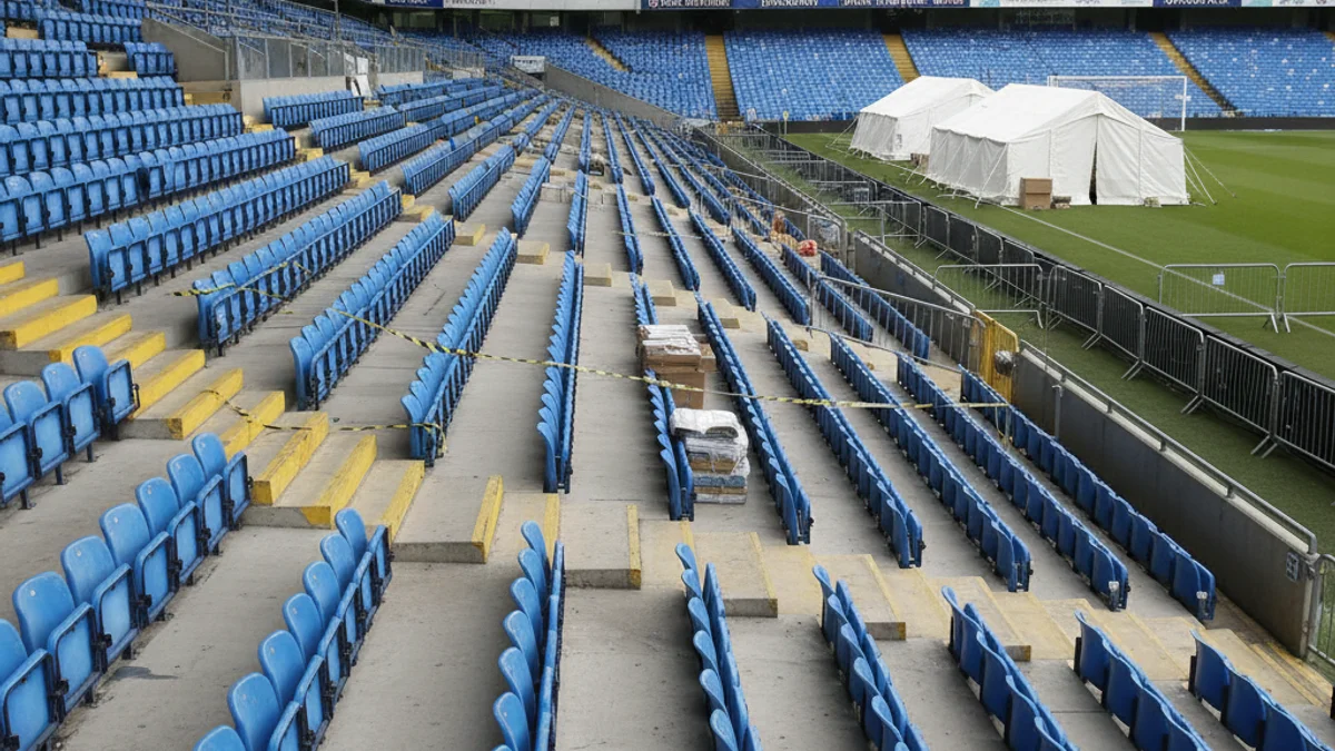 Imatge genèrica d'un estadi de futbol amb seients buits o una pancarta genèrica de suport a l'esport.