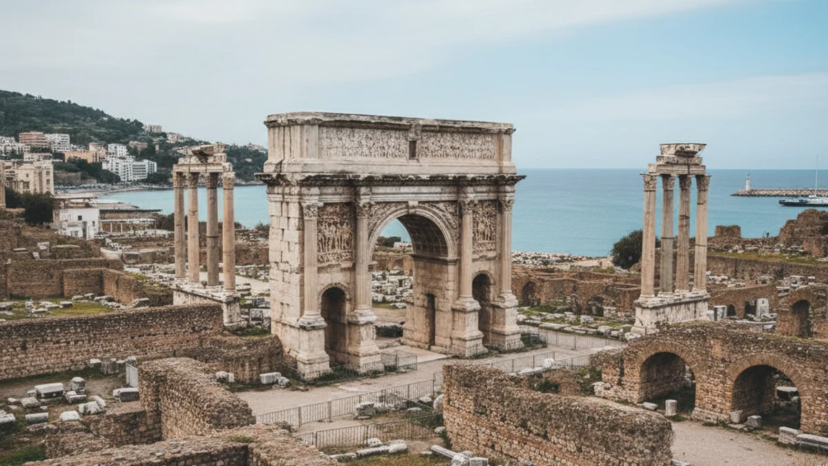 Vista general de les ruïnes romanes de Tàrraco, amb elements arquitectònics antics.