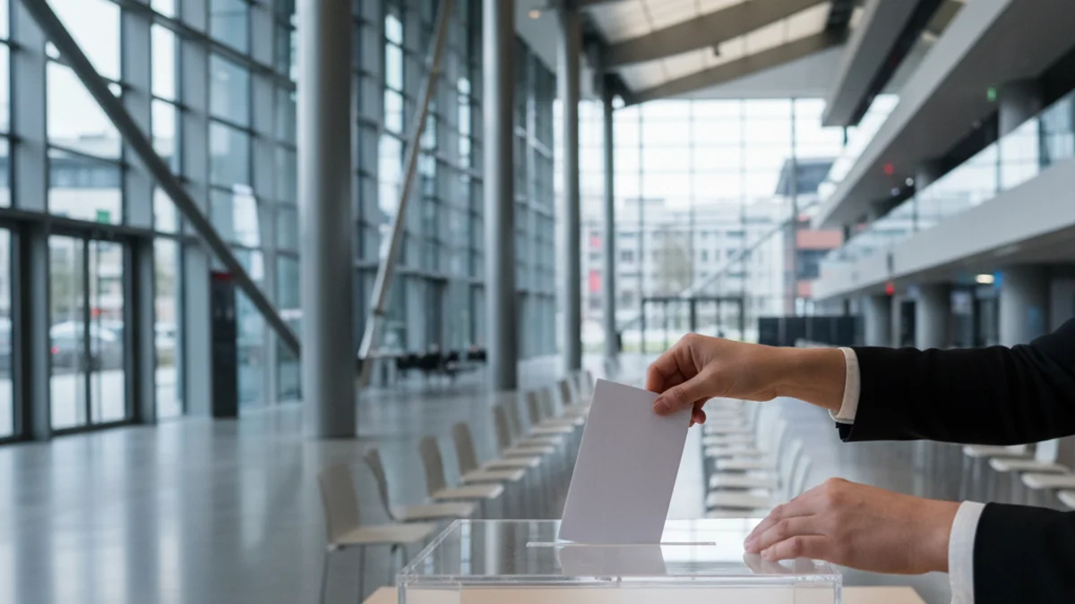 Urna electoral en un espai ampli, simbolitzant les eleccions a la presidència d'un club esportiu.