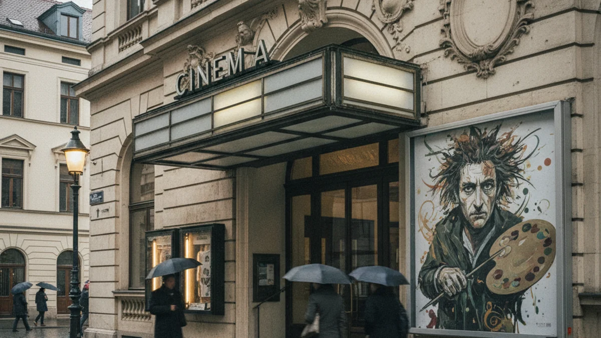 Imatge genèrica de l'entrada d'un cinema històric europeu on s'exhibeix una pel·lícula d'art.