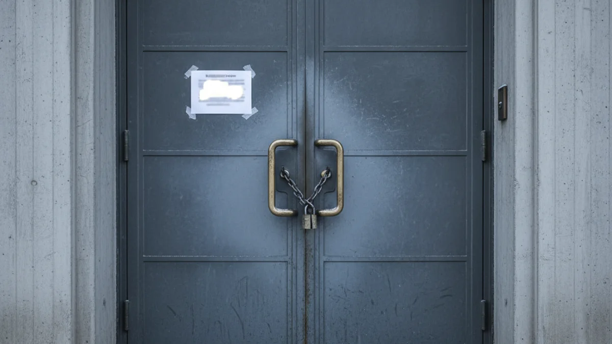 Imatge genèrica d'una biblioteca tancada o un rètol d'avís a l'entrada d'un edifici públic.