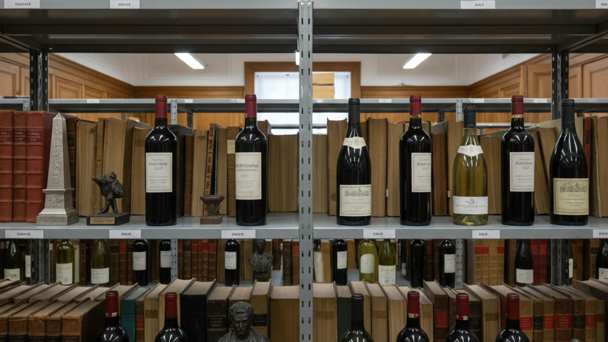 Imatge genèrica de diversos objectes protocol·laris i regals, com llibres i ampolles, apilats en un arxiu.