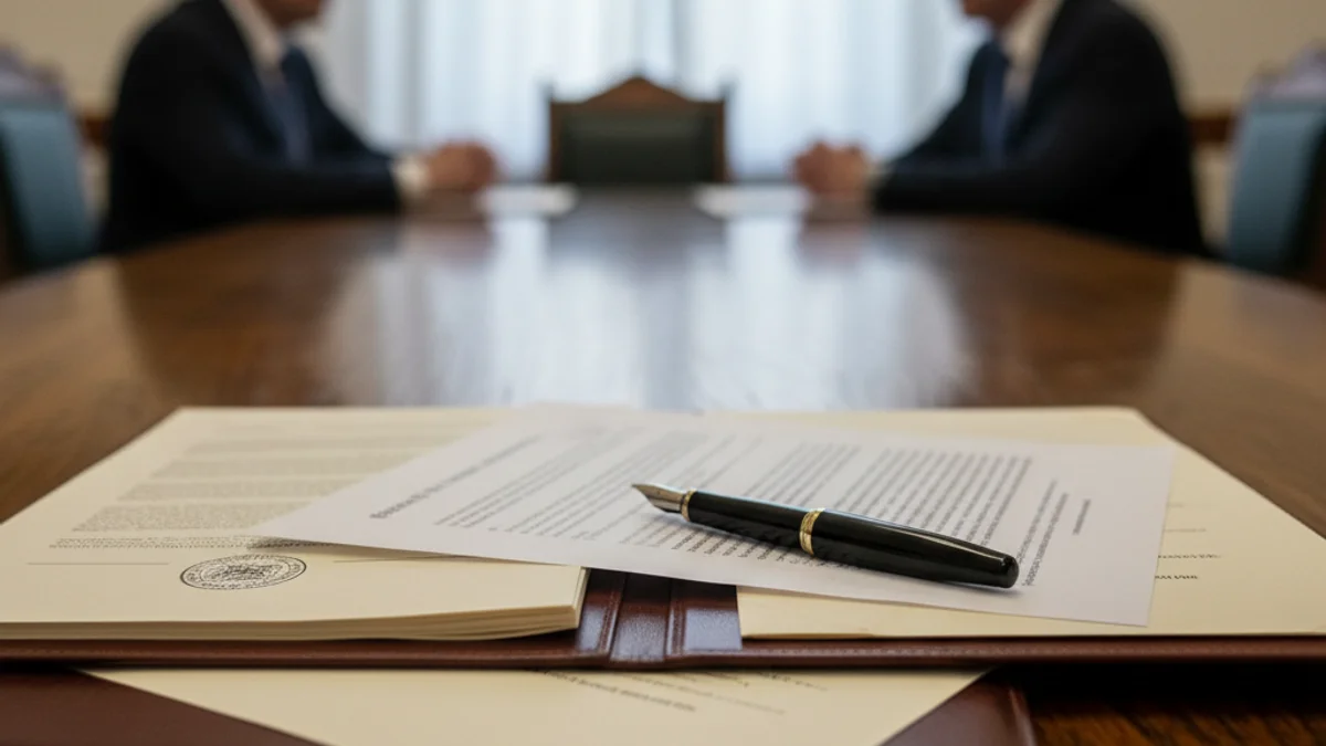 Imatge que simbolitza l'acord entre el Govern i els pagesos, amb documents i mans en una taula de negociació.