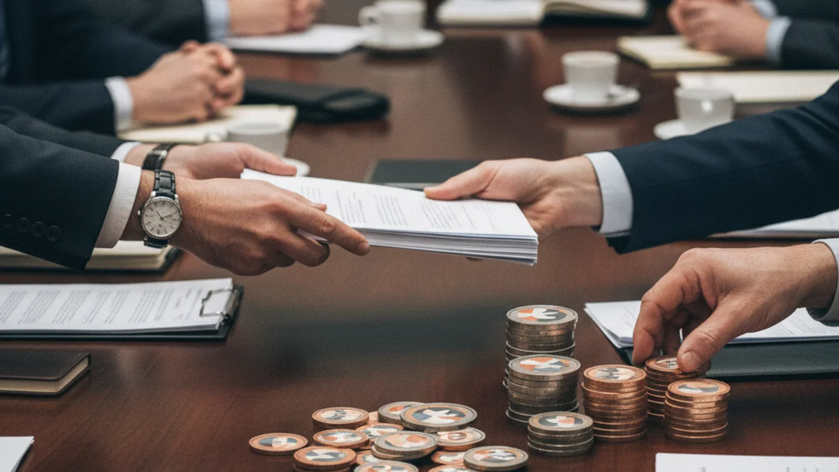 Representació visual de la distribució de fons entre administracions, amb gràfics o piles de monedes.