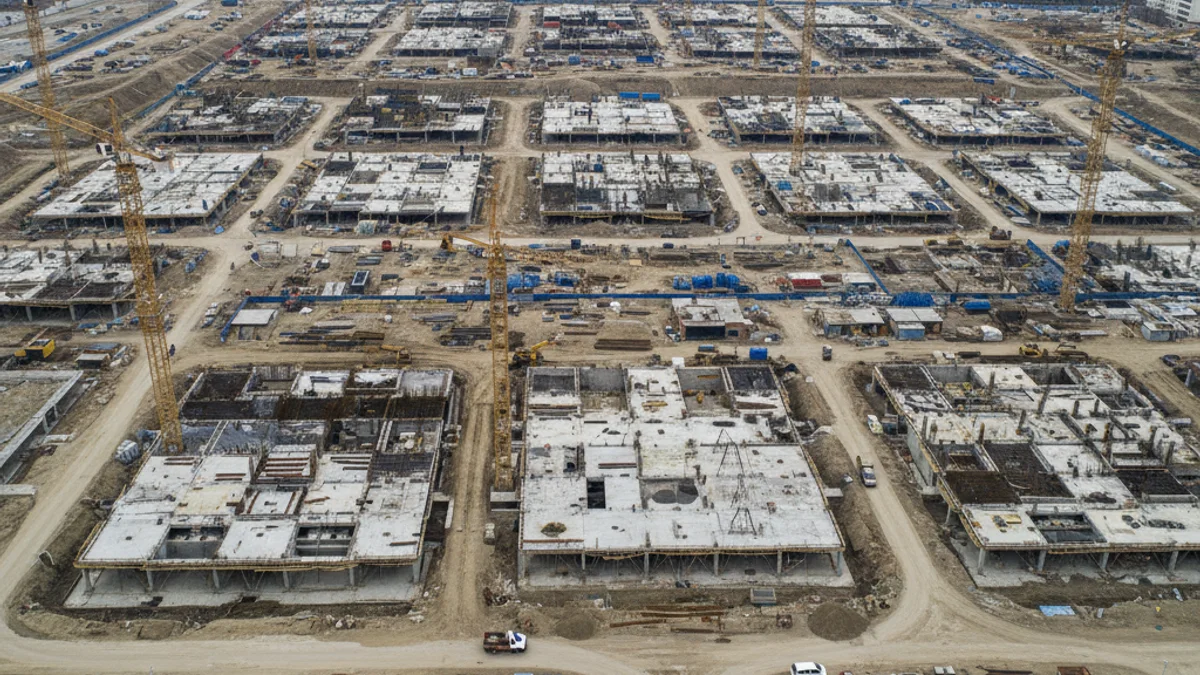 Vista aèria d'una nova promoció d'habitatges socials en construcció.