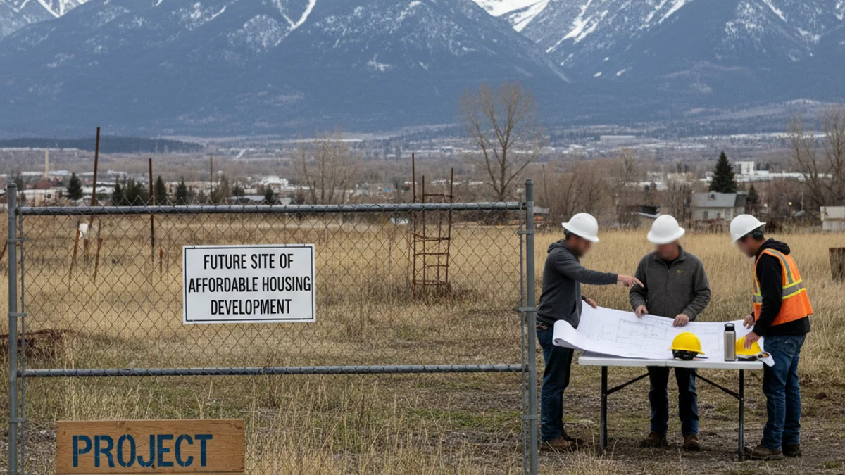 Vista genèrica d'un solar urbà buit o un projecte de construcció d'habitatge de protecció oficial.