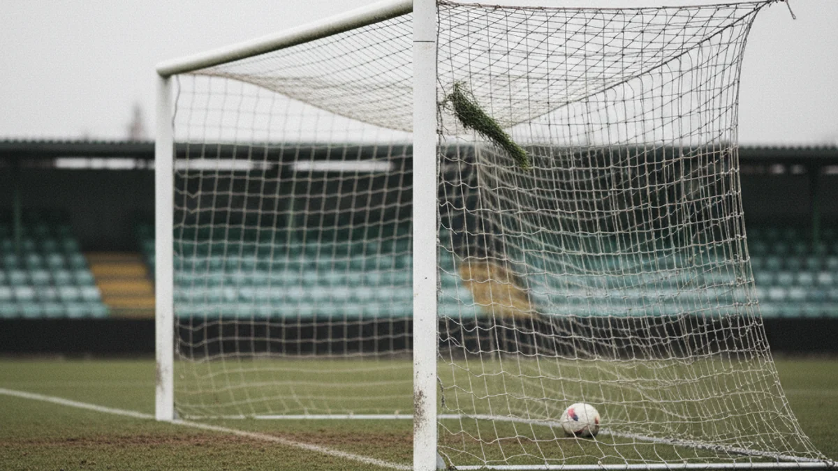 Imatge genèrica d'un camp de futbol amb la porteria, simbolitzant una derrota esportiva.