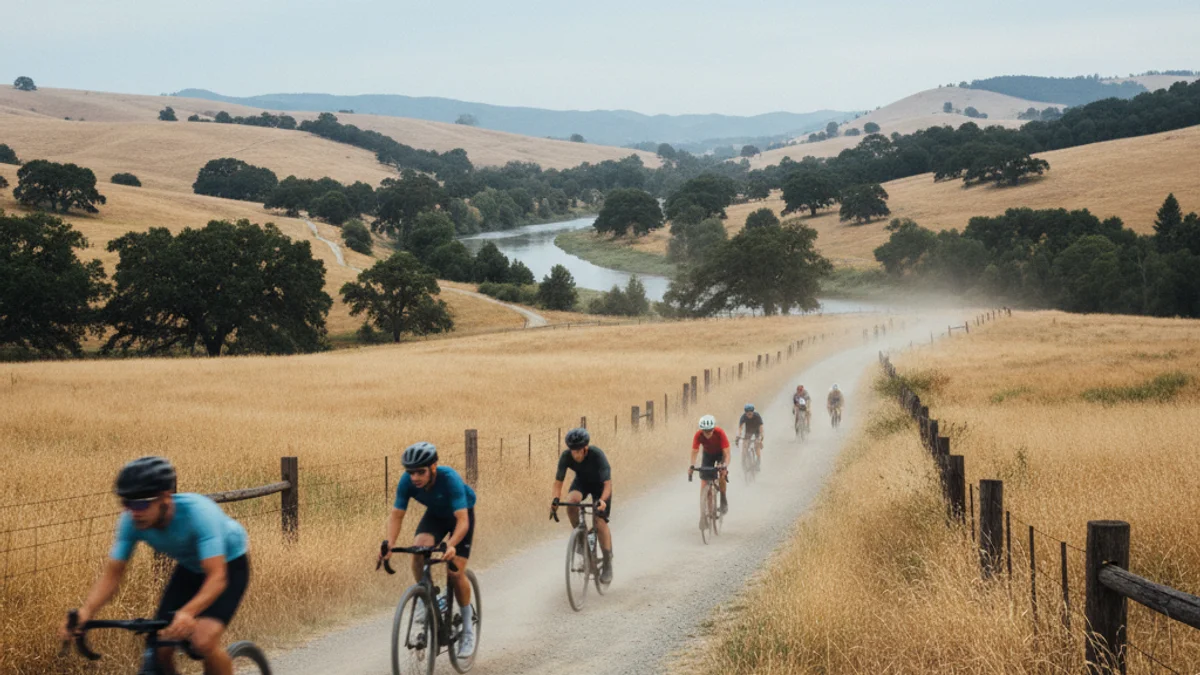 Imatge genèrica d'un grup de ciclistes de gravel circulant per un camí de terra amb vegetació en un entorn rural.