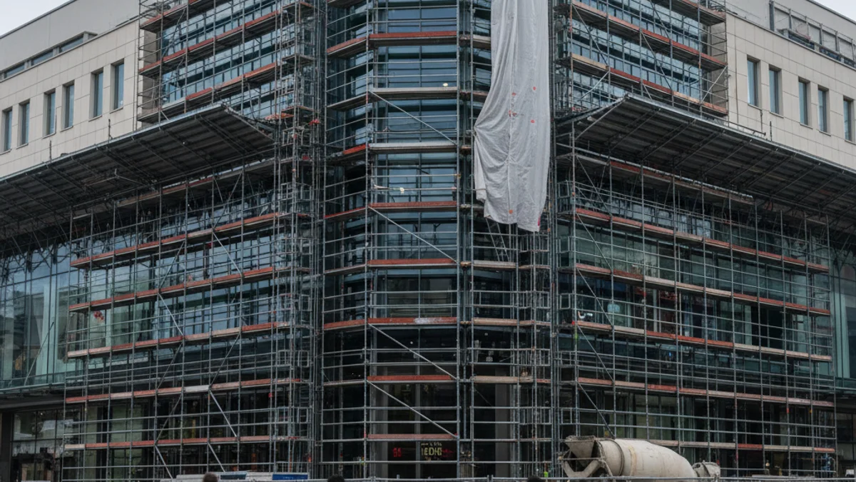 Vista exterior del centre comercial El Triangle a la Plaça Catalunya de Barcelona, amb zones tancades.