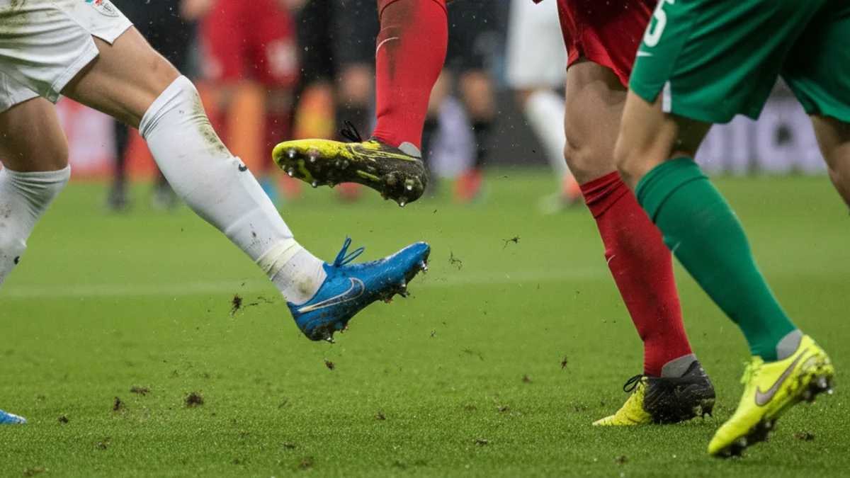 Imatge genèrica d'un partit de futbol amb jugadors lluitant per la pilota en un camp verd.