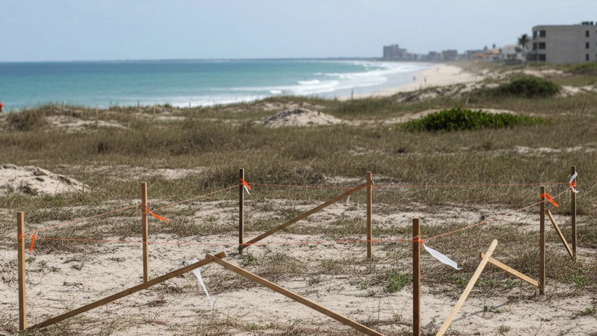 Generic view of an urban plot marked for the construction of a new cultural facility near the coast.
