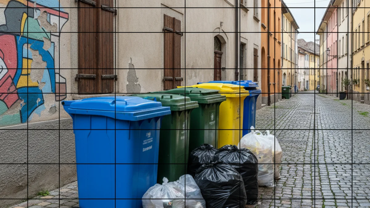 Imatge genèrica d'un contenidor de reciclatge o bosses de brossa preparades per a la recollida porta a porta.