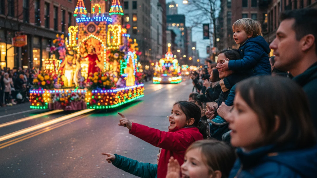 Imatge genèrica de la Cavalcada de Reis, amb carrosses i multitud celebrant l'arribada de Ses Majestats.