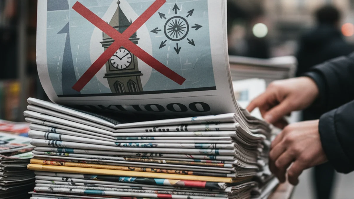 Imatge d'una pila de revistes o diaris locals amb un titular destacat sobre un aniversari.